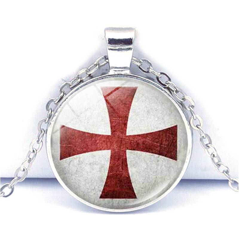 Cross-border new accessories Templar cross Time Gem fashion glass European and American necklace pendant jewelry