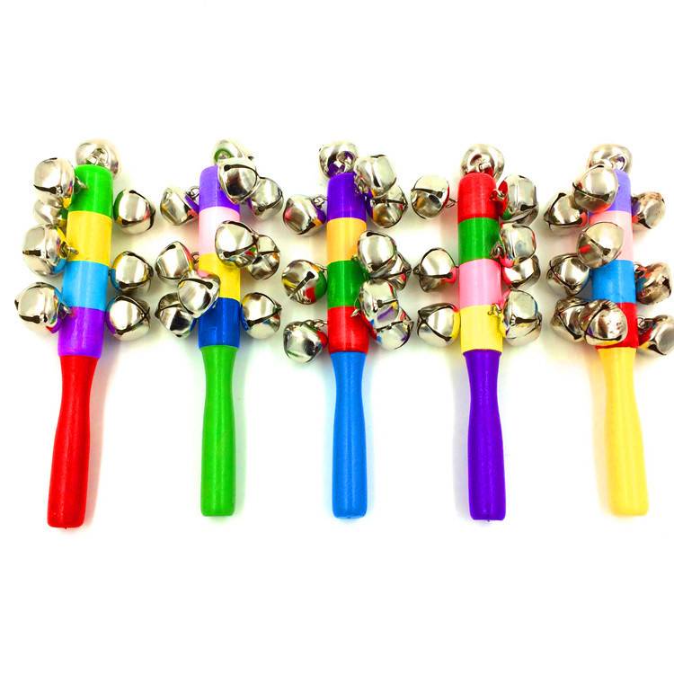 Wooden color hand bell four color wooden bed Bell Bell infant early childhood toys ten Bell wholesale