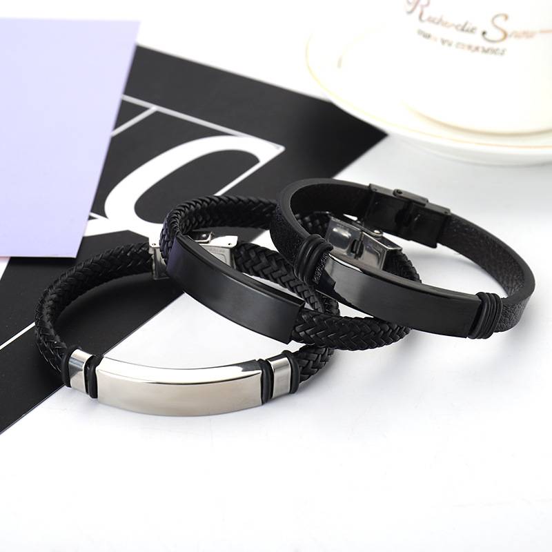 New fashion woven leather rope retro trend bracelet bracelet men and women couple jewelry lettering factory wholesale