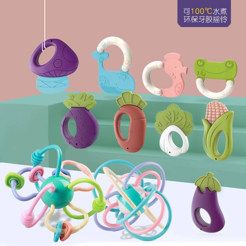 Factory Direct supply baby rattle teether 0-1 years old 3-6-10 months baby educational toys European and American color series