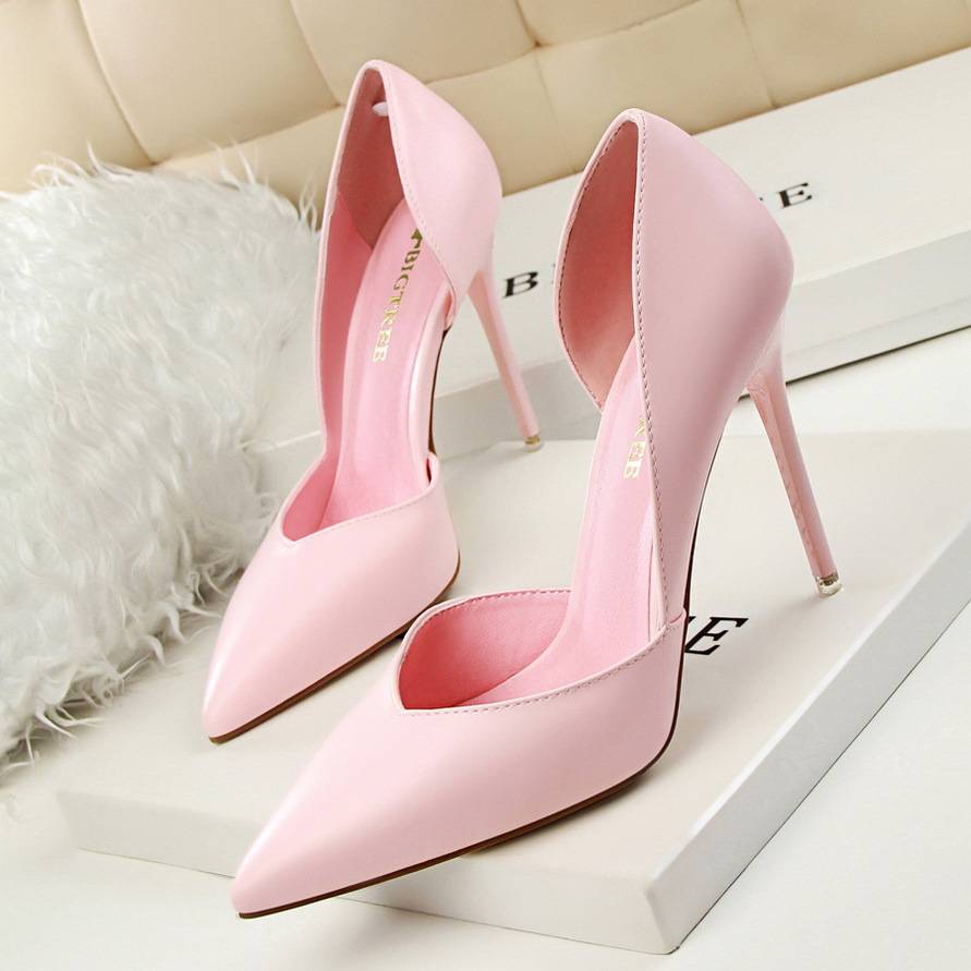 3168-3 Korean Style Fashionable Simple Sexy Nightclub Slim Women's Shoes Stiletto Super High Heel Shallow Mouth Pointed Toe Cut Out Shoes
