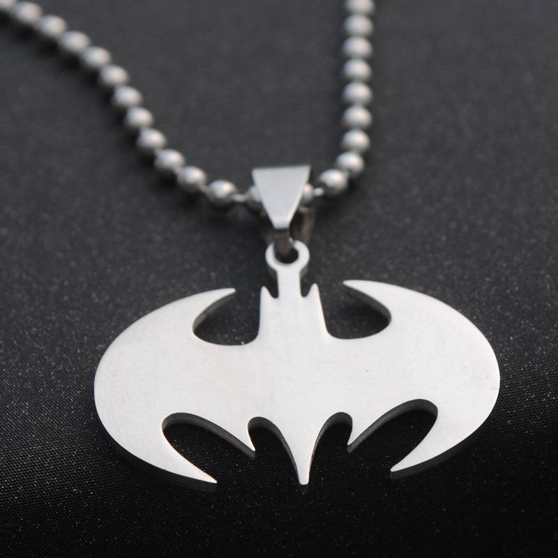 Korean style European and American jewelry cosplay necklace titanium steel pendant Batman stainless steel necklace men and women fashion accessories