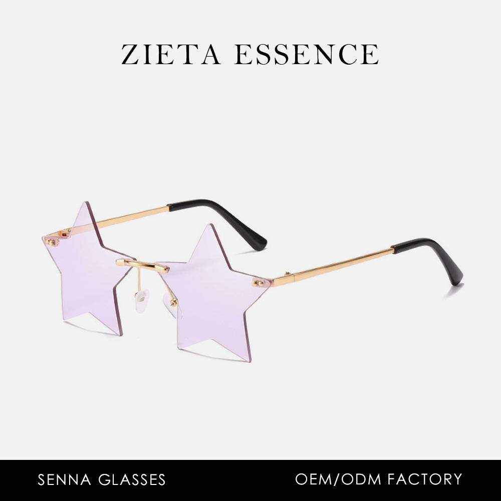 Five-pointed star frameless sunglasses cross-border Amazon sweet cartoon wholesale polygon colorful ocean sunglasses