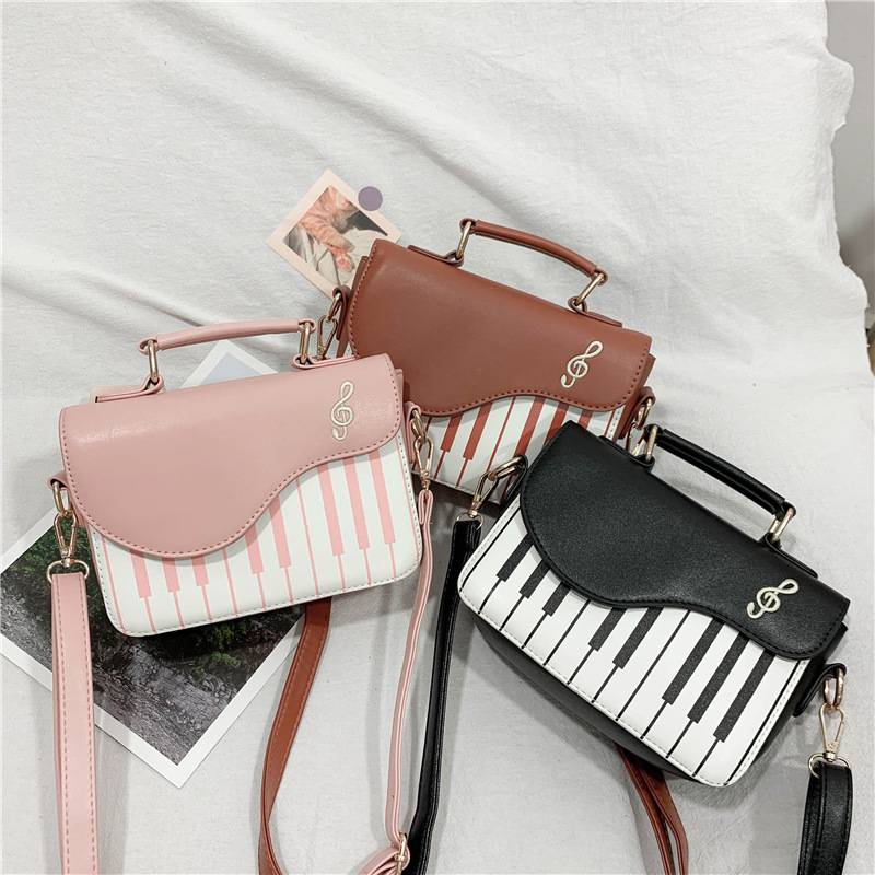 Bag Women's New 2023 Fashion Shoulder Crossbody Bag Popular Internet Popular Piano Bag Contrast Color Piano Key Note Small Square Bag