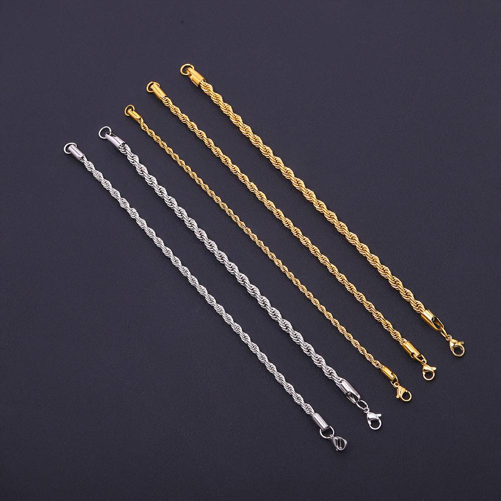 Stainless Steel Twist Bracelet, Cross-Border Hot-Selling 18K Vacuum-Plated Color-Preserving Titanium Steel Bracelet Jewelry for Men and Women