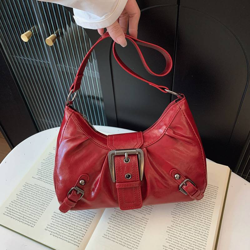 Women's Bag 2026 New Style Single-Shoulder Small Square Bag American Retro Commuter Style Vintage Bag Underarm Biker Bag for Women