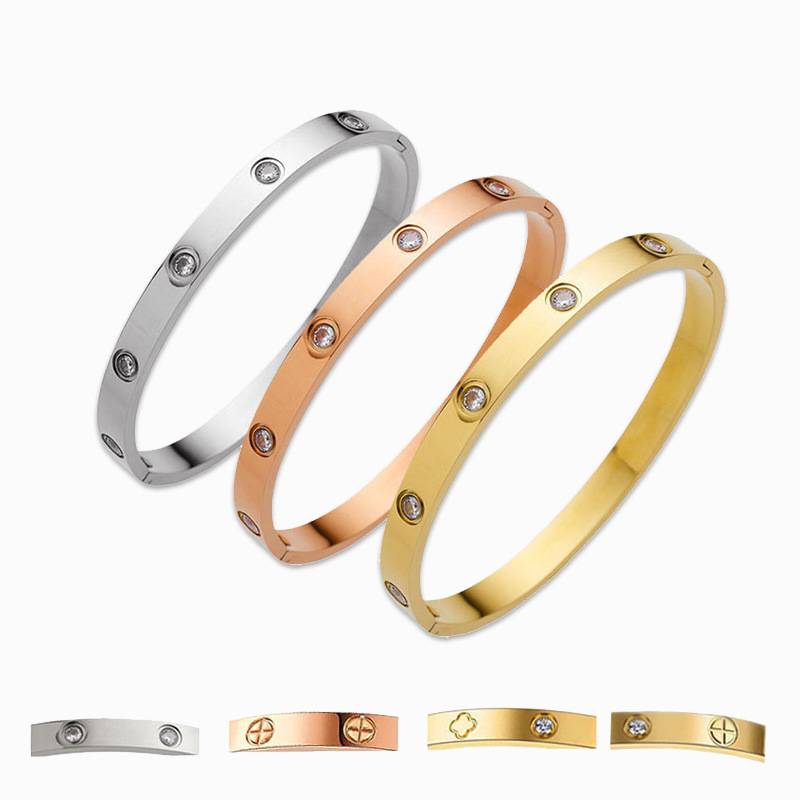 Cross-Border Fashion Titanium Steel Cross Couple Bracelet Vacuum 18K Gold Stainless Steel Bracelet Men and Women Jewelry Wholesale