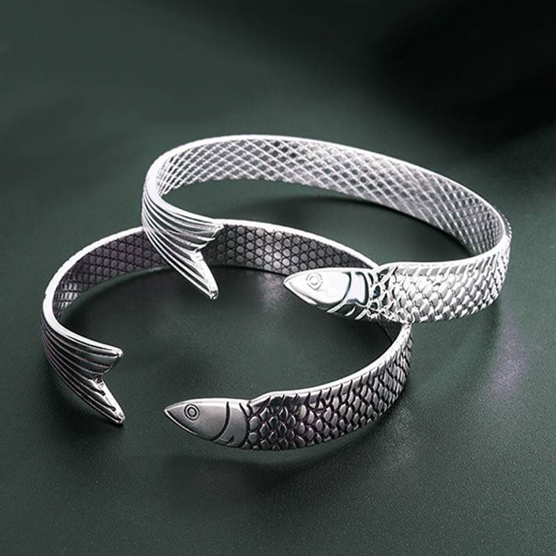New Cross-Border Creative Carp Bracelet Fashionable and Personalized Women's Silver-Plated Lucky Fish Open Bracelet Foreign Trade Every Year