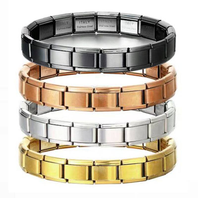 Italian Module Bracelet Stainless Steel Elastic Bracelet Spliced Square Bracelet Italian Charm Brac