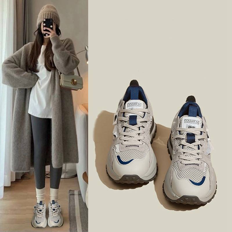 Women's Dad Shoes 2026 New Model Spring and Autumn Versatile Thick-Soled Running Sports Casual Shoes for Women