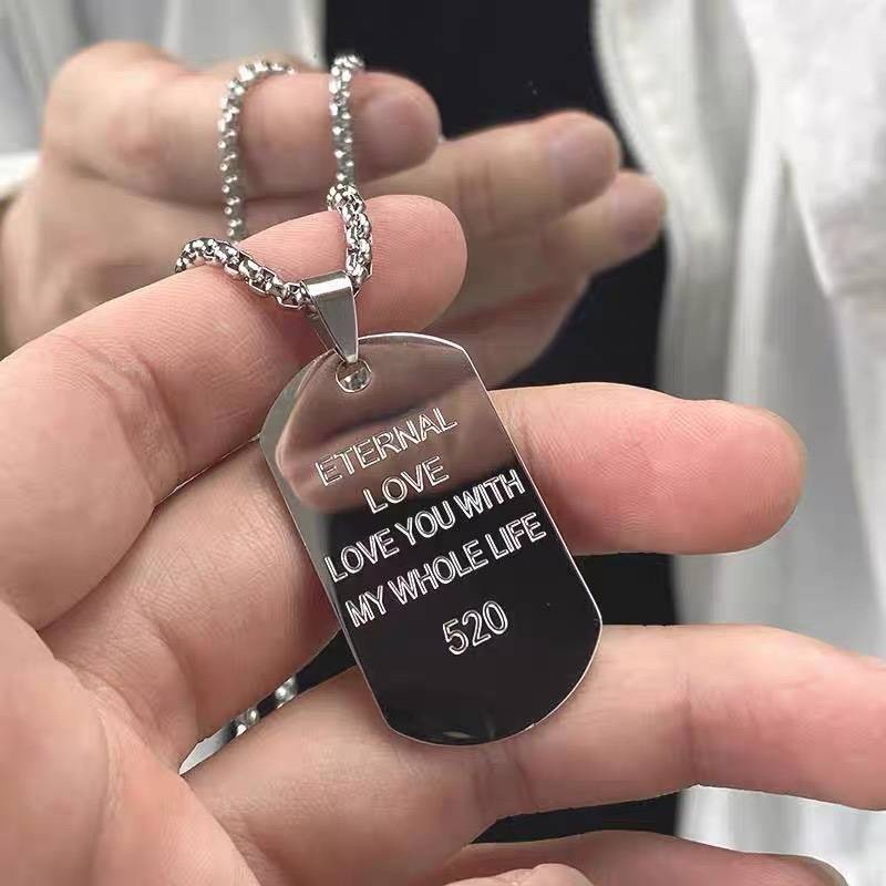 Necklace Stainless Steel Eternal Love 520 Titanium Steel Pendant European and American Military Brand Fashion Men's Trendy Personalized Hip Hop Accessories Women