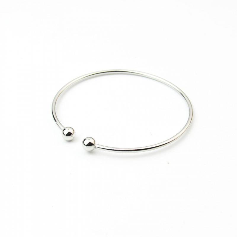 Wish's popular Korean-style women's open-ended smooth minimalist garlic-shaped bracelet with paired beads, silver bangle, hand accessory jewelry