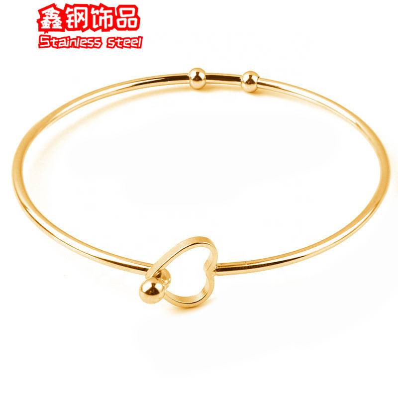 European and American cross-border niche simple fashion stainless steel round thread handmade love bracelet titanium steel non-fading open bracelet