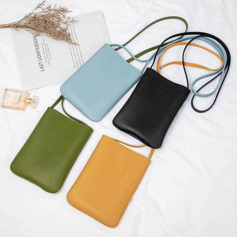 Foreign trade factory direct vertical mobile phone bag female crossbody small bag fashion simple soft surface single shoulder bucket bag wholesale
