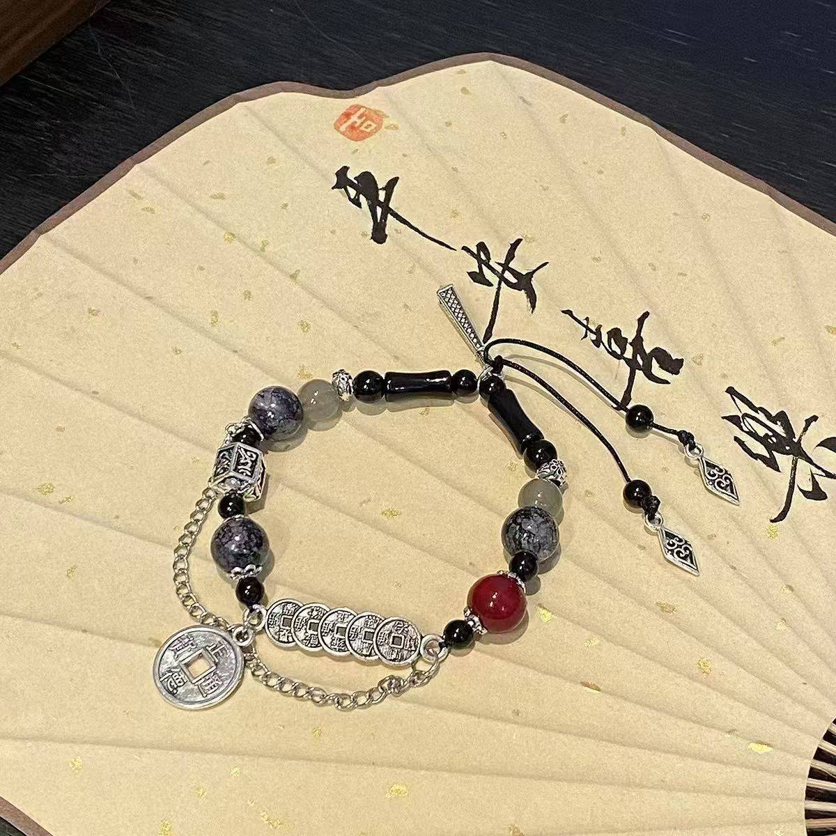 T033 Original Design Mountain Ghost Series Collection New Chinese Style National Style Glass Bead Neutral Style Couple Bracelet Bracelet