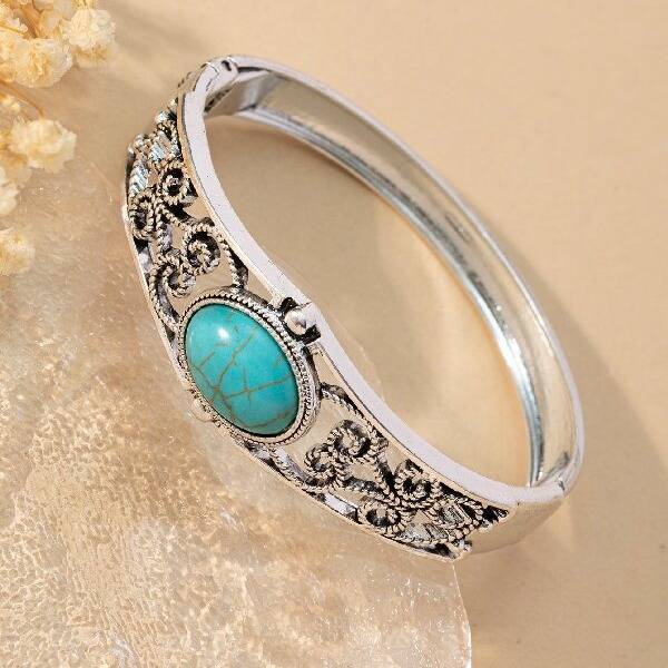 European and American fashion trendy women's classic flower grain bracelet turquoise ethnic jewelry wholesale manufacturers