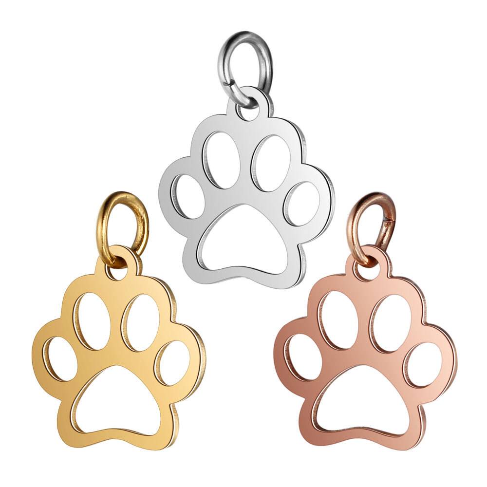 Cross-border stainless steel pendant laser cutting Hollow Dog Claw pendant DIY titanium steel Jewelry necklace accessories spot