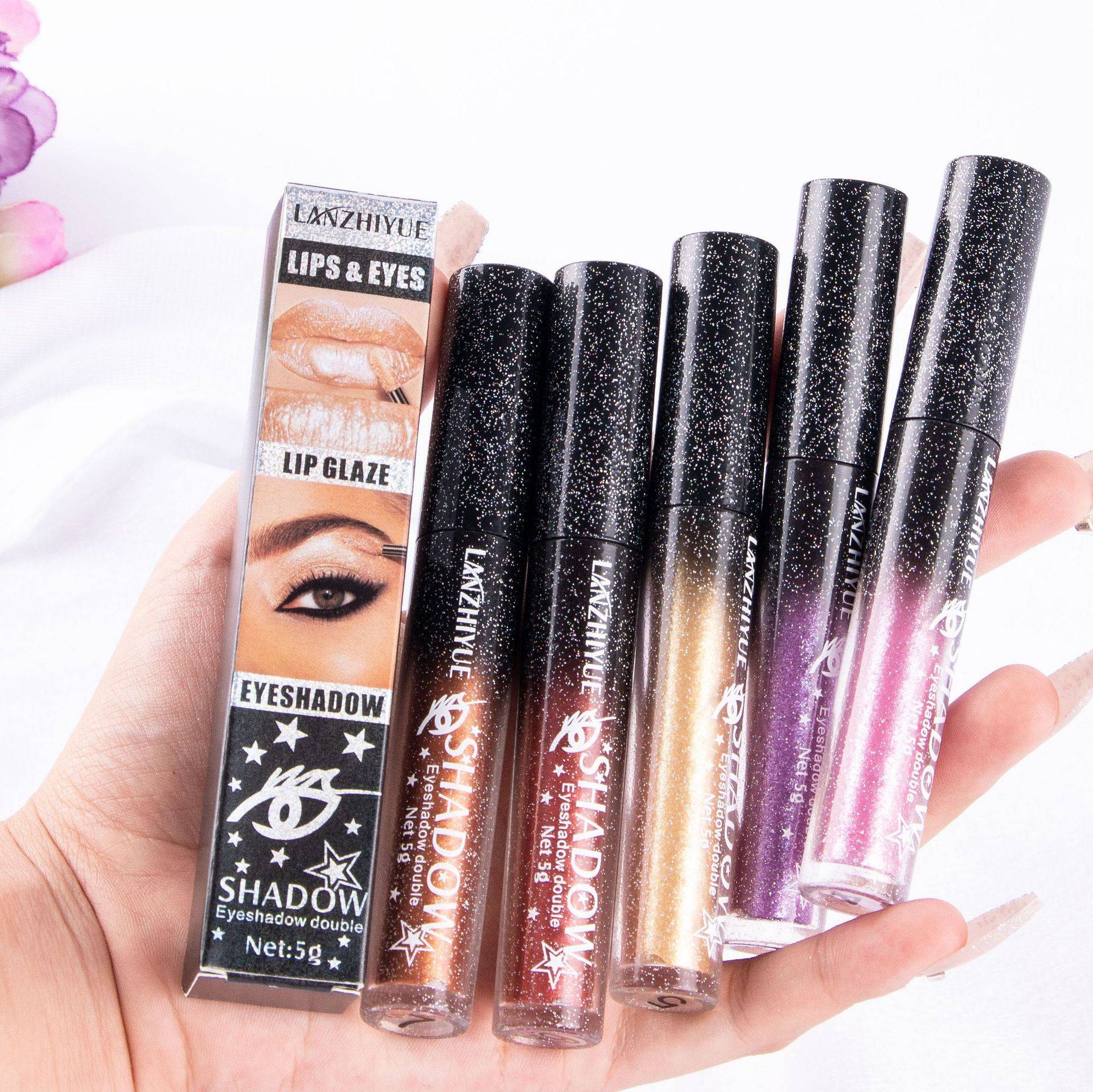 Cross-Border Hot Product Lanzhiyue Ten-Color Diamond Liquid Eyeshadow Psychedelic Pearlescent Shiny Tear Makeup Eyeshadow Liquid