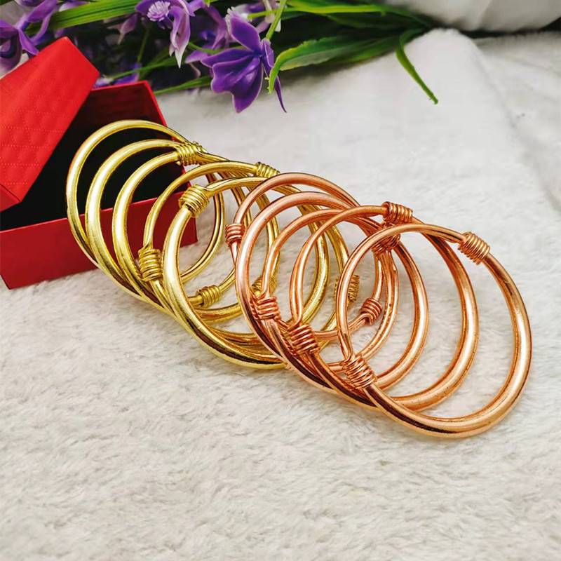 Pure Copper Non-Plated Bracelet Wrapped with Mercerized Surface, Copper, Red Copper, Brass Bracelet, Ethnic Style Push-Pull Copper Bracelet