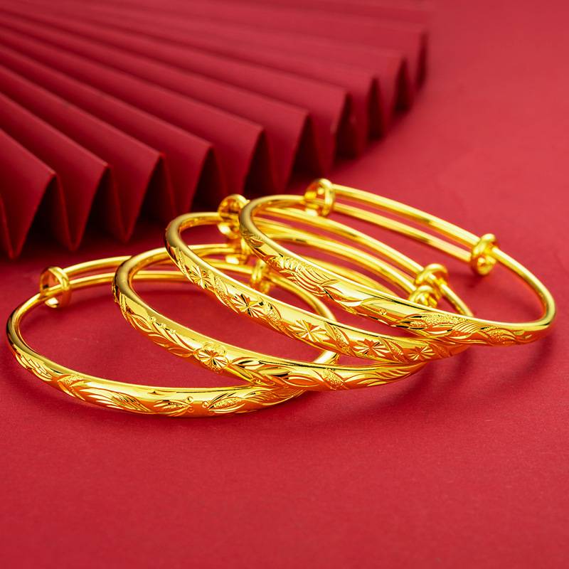 Net Red live sand gold bracelet female 999 heart sutra gypsophila push-pull simple fashion bracelet jewelry bracelet wholesale