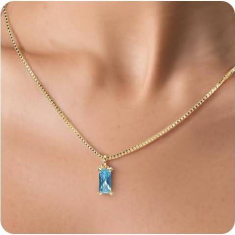 Golden Birthstone Necklace Women Fashion Diamond Exquisite 18k Gold Plated Emerald Necklace Charm Cute Pendant