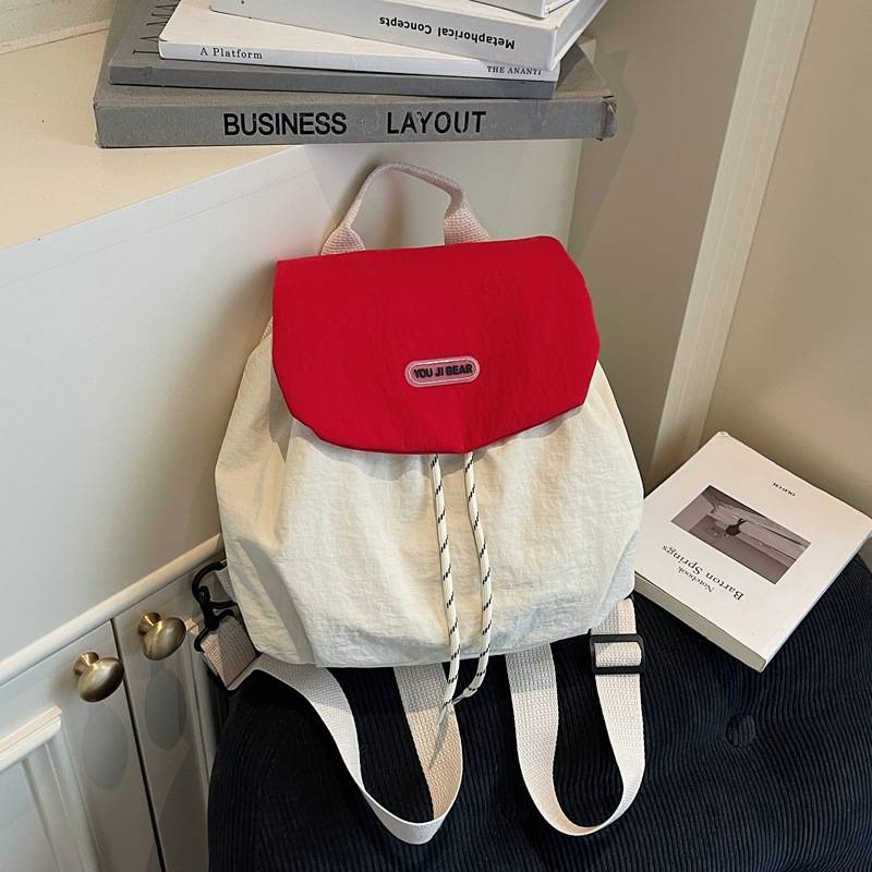 Cross-Border Korean Design Pocket Women's Casual Simple Large-Capacity Versatile Backpack Trendy Nylon Cloth Backpack