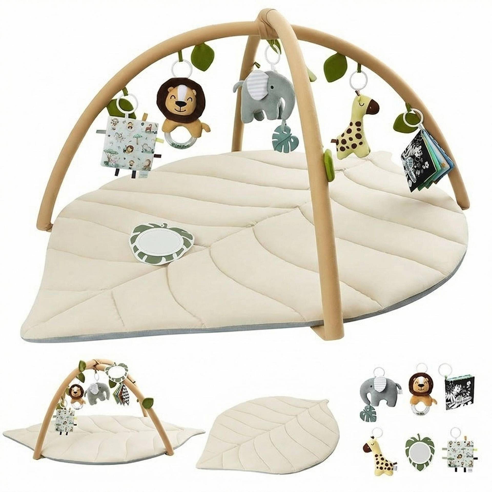 Toy Baby Leaf Play Mat Crawling Mat Fitness Frame with Pillow Crawling Mat Cloth Book Pendant Toy Play Mat