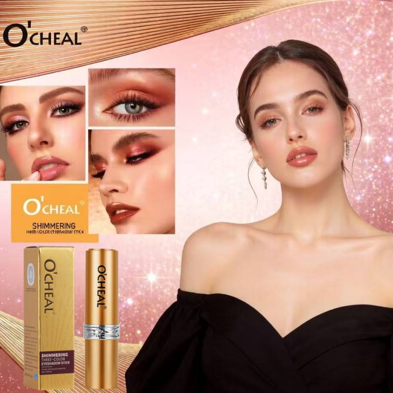 Ocheal Cross-Border Southeast Asia Three-Color Eyeshadow Stick with Fine Pearlescent Gradient Eyeshadow Glitter for Lazy Beginners