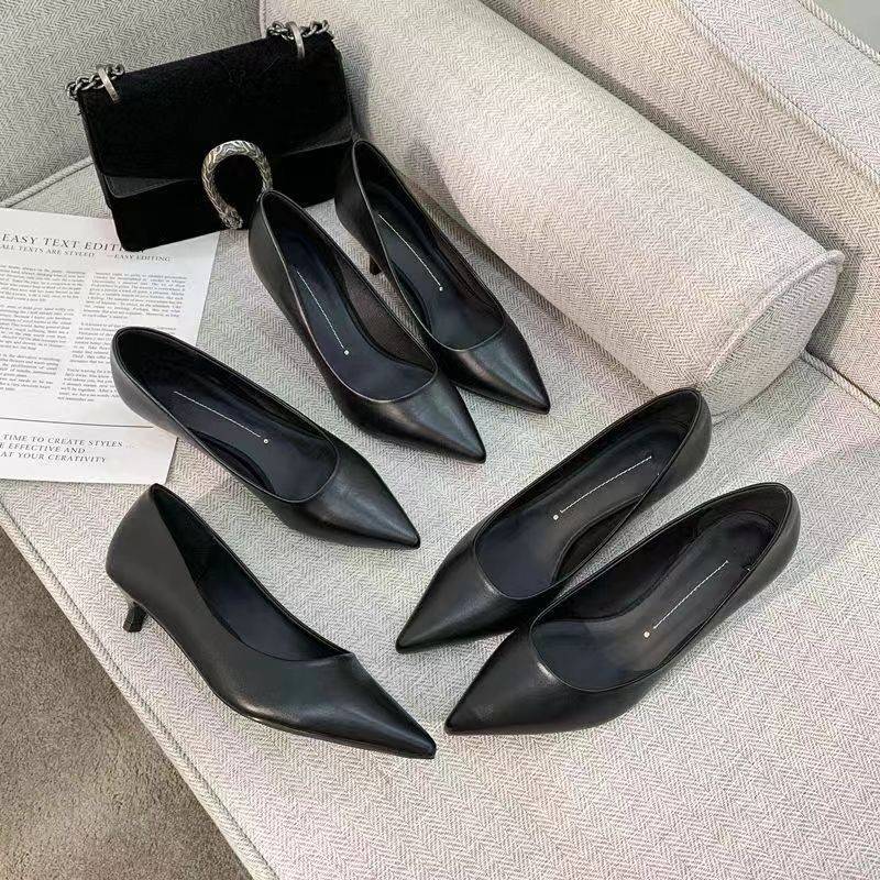 High-Heeled Shoes for Women with Thin Heels, Comfortable for Long Standing, Versatile, 2026 Spring and Autumn Soft-Soled Professional Black Work Shoes, Women's Pointed-Toe Shoes