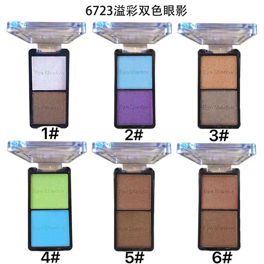 6723 Asariya Two-Color Eyeshadow, Two-Color Eyeshadow Powder, Fine Texture, Easy to Apply, Stage Makeup, Nightclub