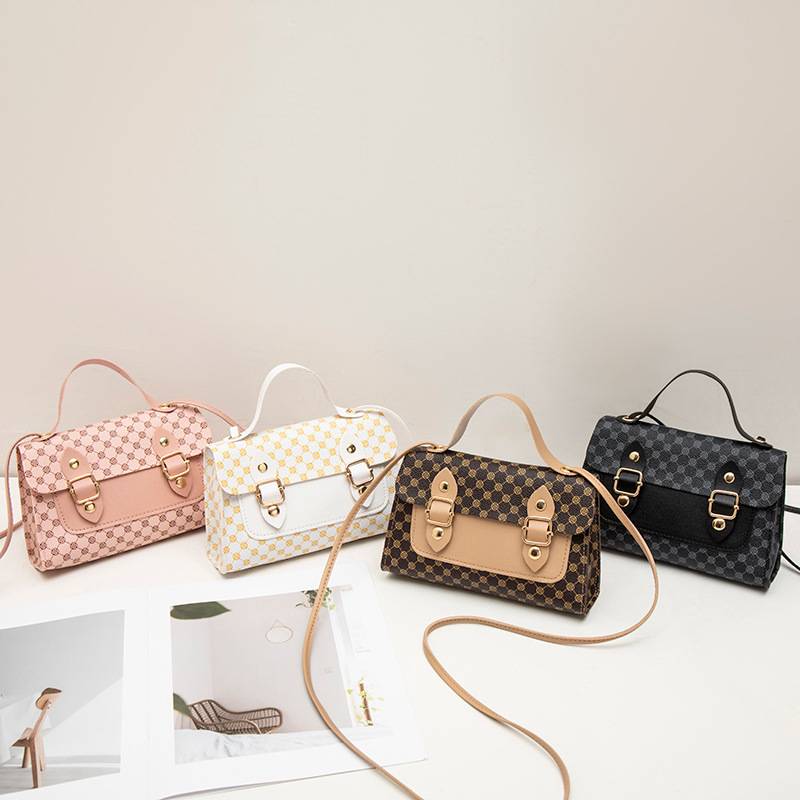 Fashion Retro Printed Small Square Bag New Color-Blocking Women's Handbag Shoulder Bag Trendy Phone Bag