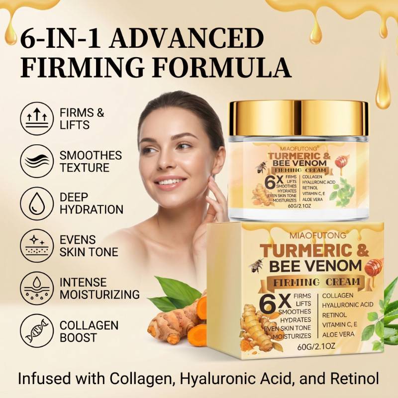 Turmeric Bee Venom Cream Facial Skin Care Moisturizing, Nourishing, Brightening Skin Tone, Improving Dullness, Lifting and Firming, in Stock, Cross-Border