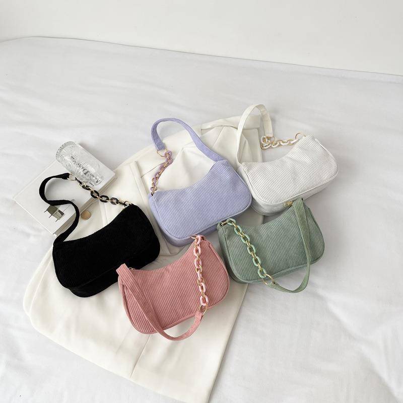 Korean Style Literary Cloth Bag, Simple Casual Corduroy Flannel Shoulder Bag for Women, Pure Color Mini Crossbody Bag, Satchel Canvas Bag