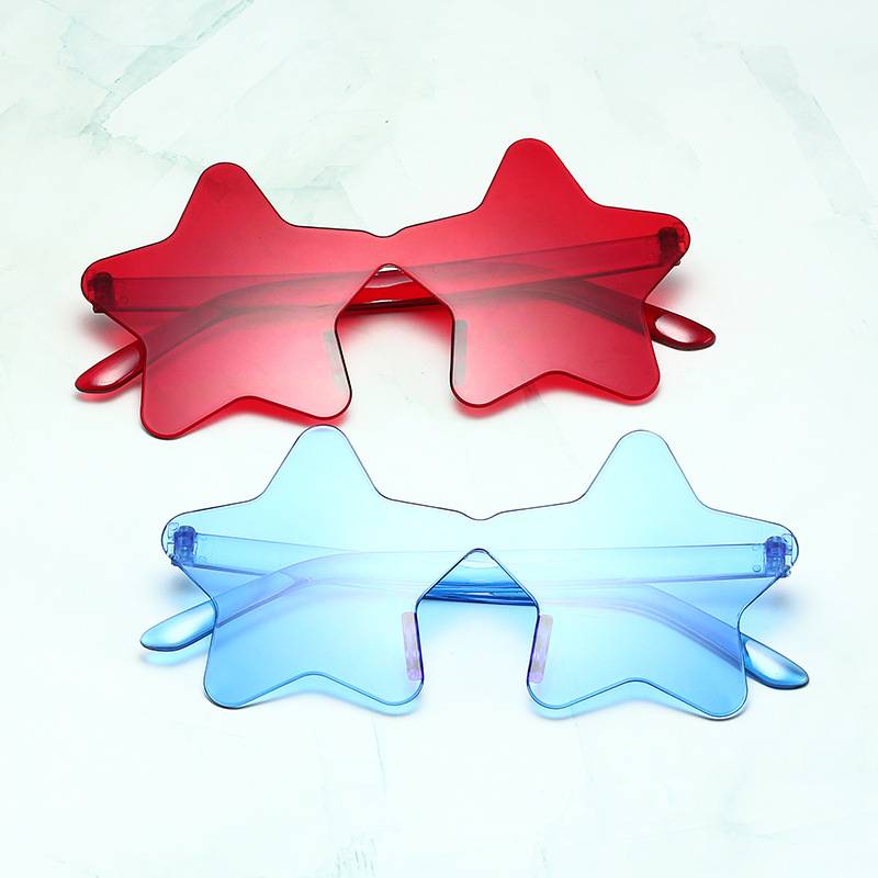 New Fashionable and Personalized Five-Pointed Star Sunglasses Cross-Border Rimless Sunglasses Trendy Party Funny Beach Sunglasses