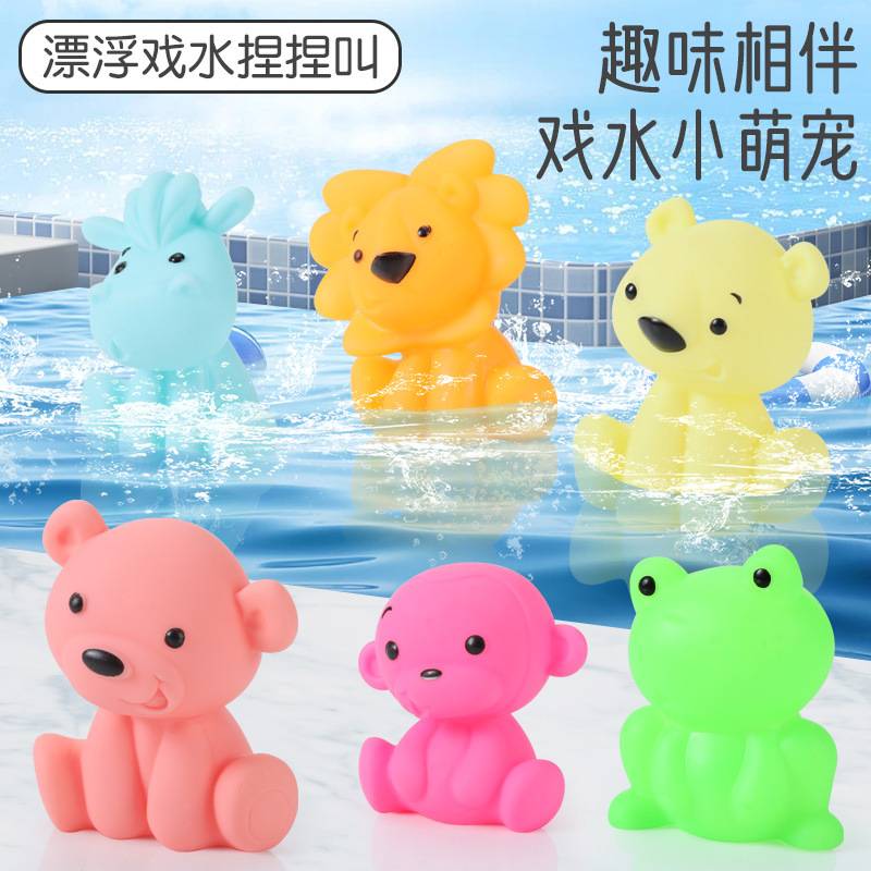 Wholesale vinyl Bath play water pinch call toys baby bathroom Bath Children cute cartoon little yellow duck toys