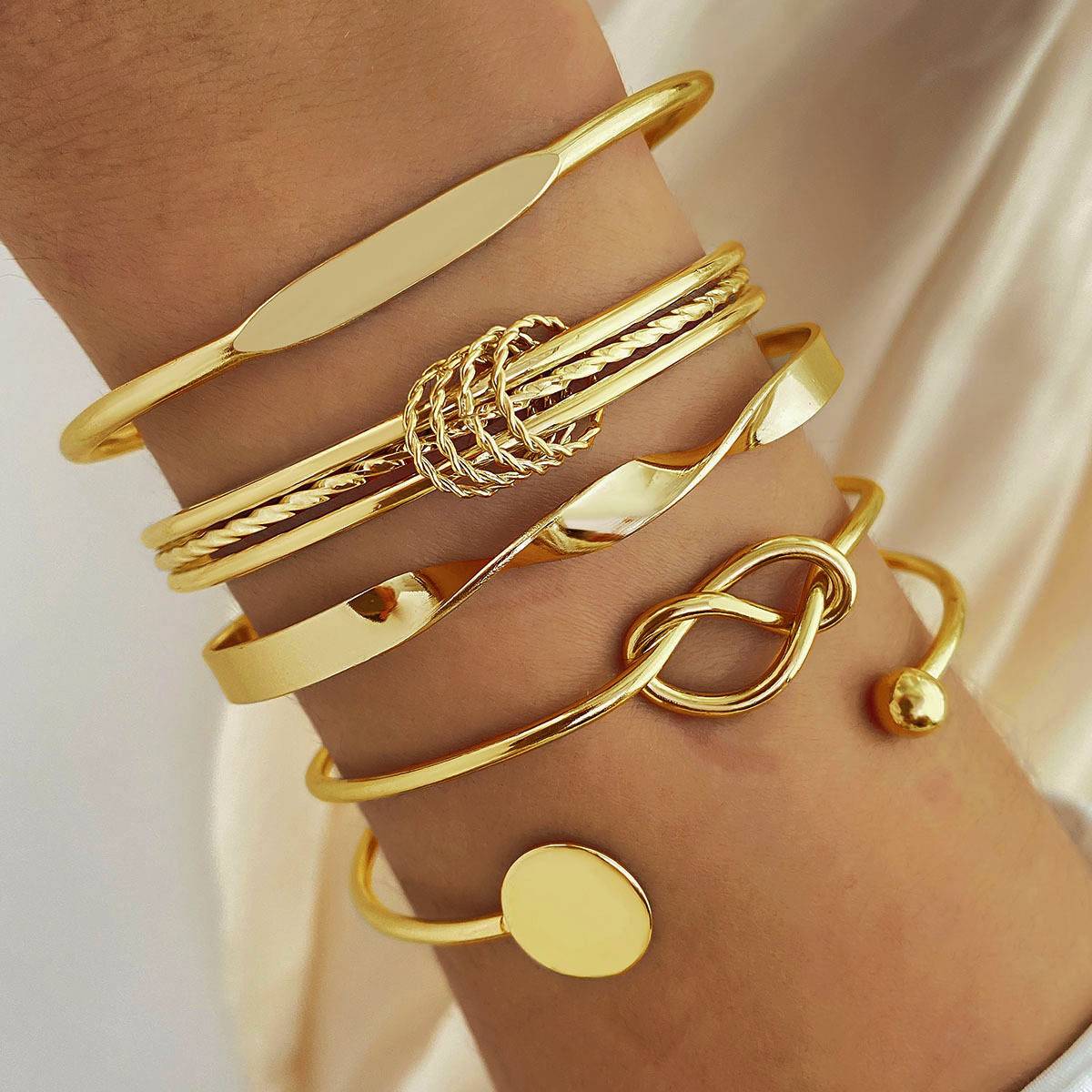 Europe and the United States cross-border retro simple chain bracelet fashion mix and match opening bracelet jewelry stacked wind combination wholesale