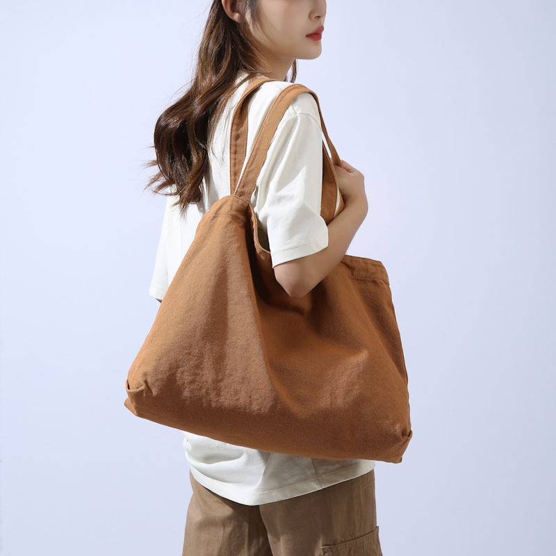 Large Capacity Tote Bag Women's Canvas Bag Student Class Shoulder Bag Vintage Cloth Bag Simple All-match Cloth Bag Trendy