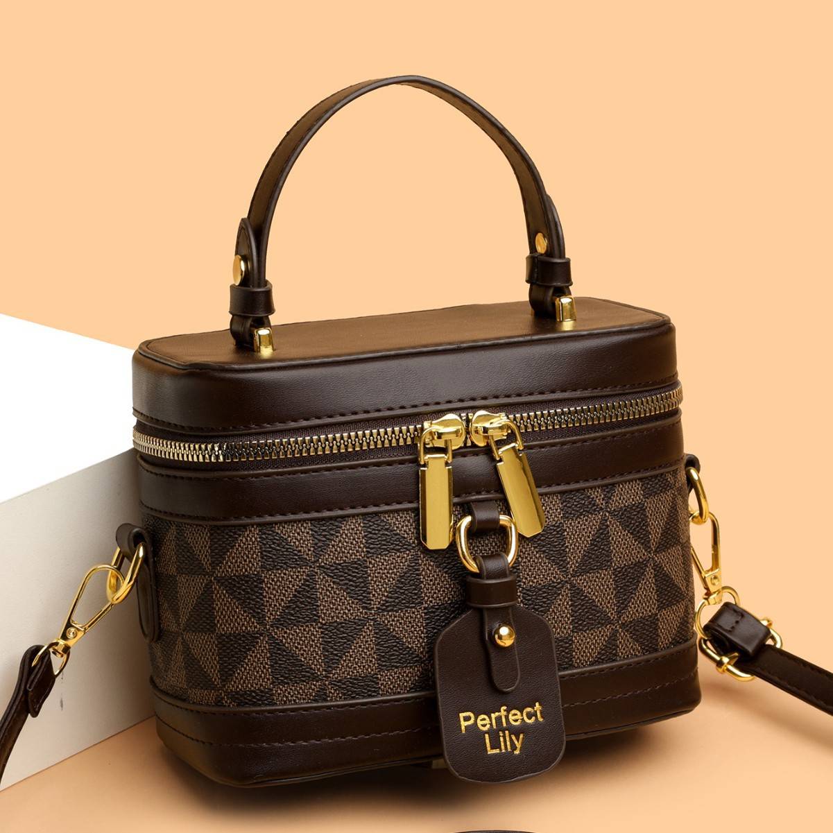 Wholesale High-End Retro Bucket Bag Cross-Border New Fashion Women's Bag Lunch Box Bag Contrasting Color Single Shoulder Crossbody Handbag