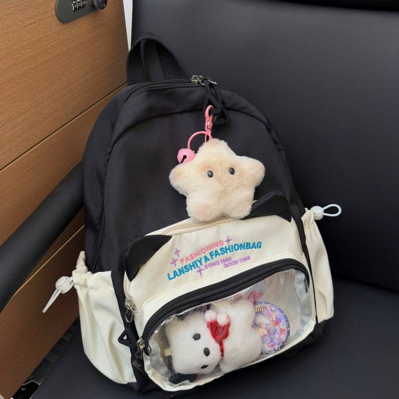Cross-Border Transparent Pain Bag Backpack for Middle and High School Students Cute Student Backpack Pain Bag College Style Large Capacity School Bag for Women