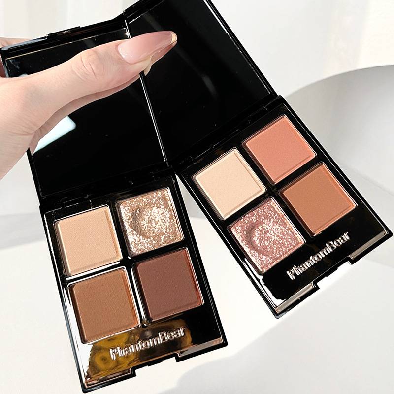 Phantom Bear Four-Color Eyeshadow Palette, Pearlescent Matte Earth Tones, 4-Color Earth Tones, Same Style as on Douyin Live Broadcast 191