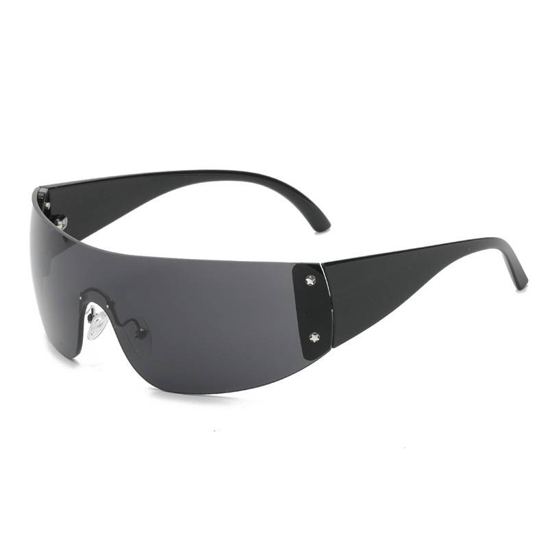 New Model 8118 European and American Y2K Frameless One-Piece Sunglasses, Fashionable Trendy Street Style Decorative Sunglasses