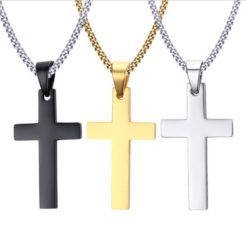 European and American Cross-border Amazon New Metal Cross Necklace Simple Cross Pendant with Chain Necklace Jewelry