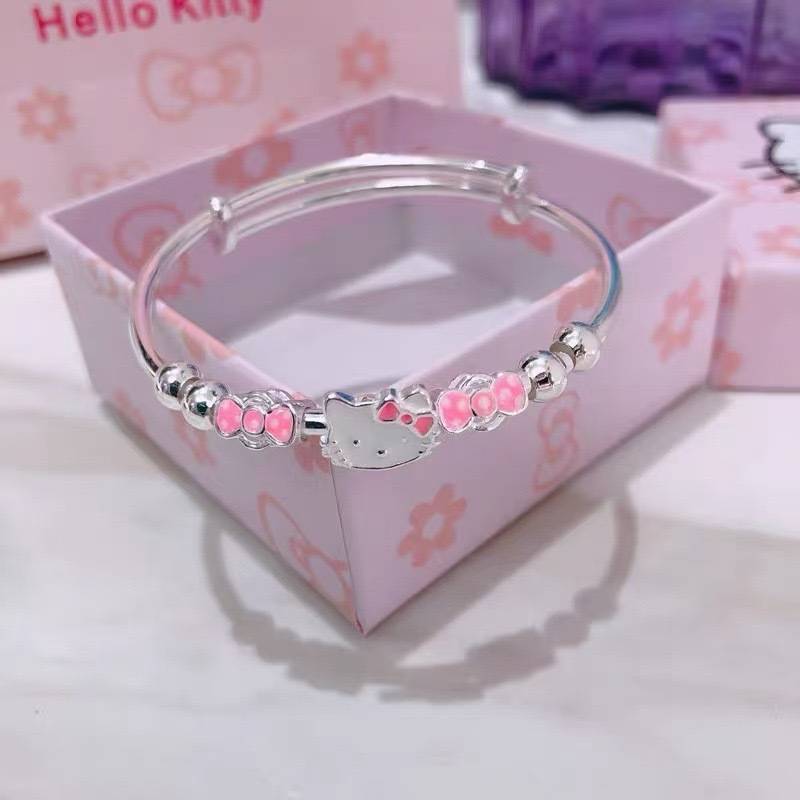 New Bow Kt Cat Bracelet Women's Solid Sweet Cute Girly Light Luxury High-end Niche Design All-match