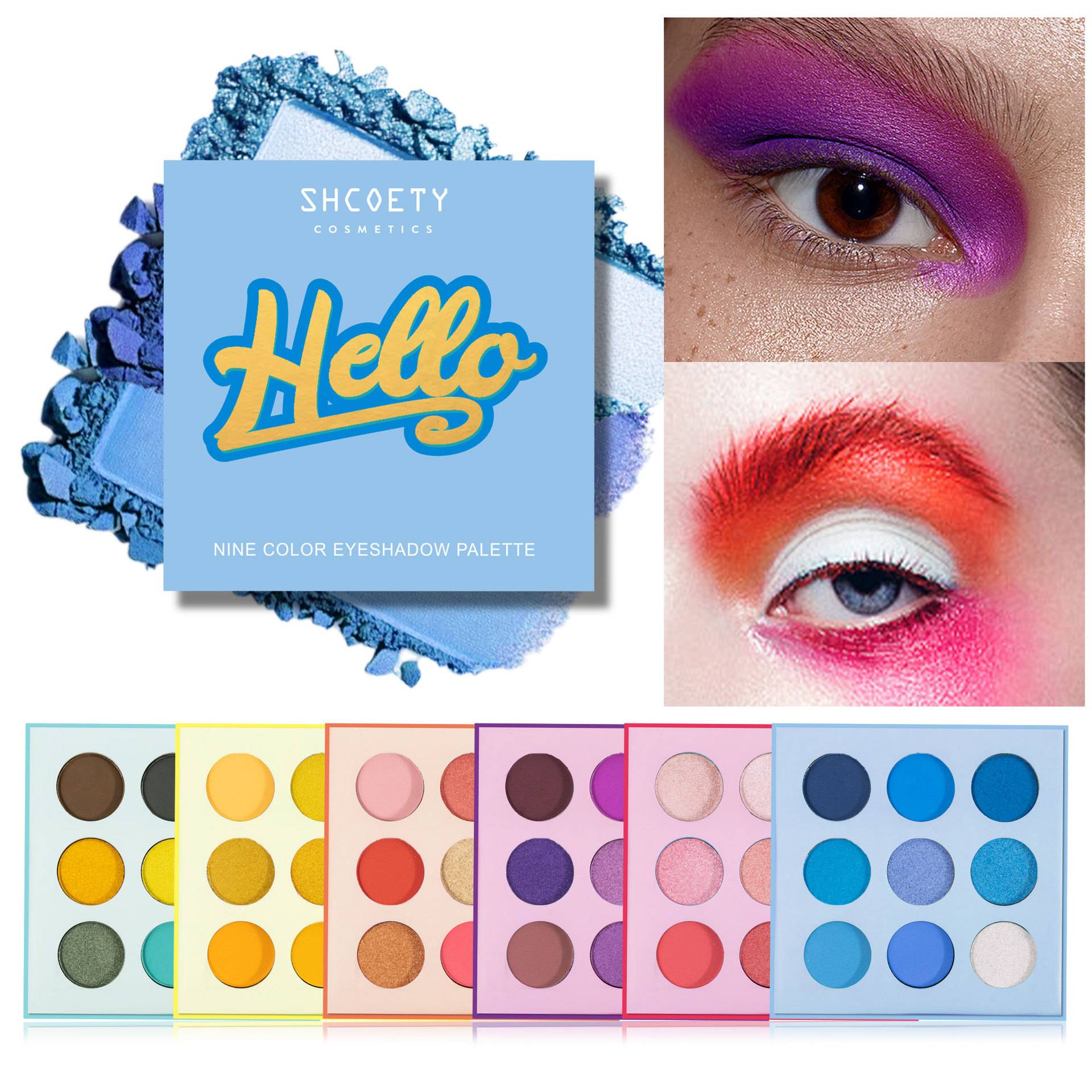Shcoety Dopamine 9-Color Eye Shadow Palette Multi-Functional Pearlescent Matte Glitter Easy to Color and Not Take Off Stage Eye Shadow