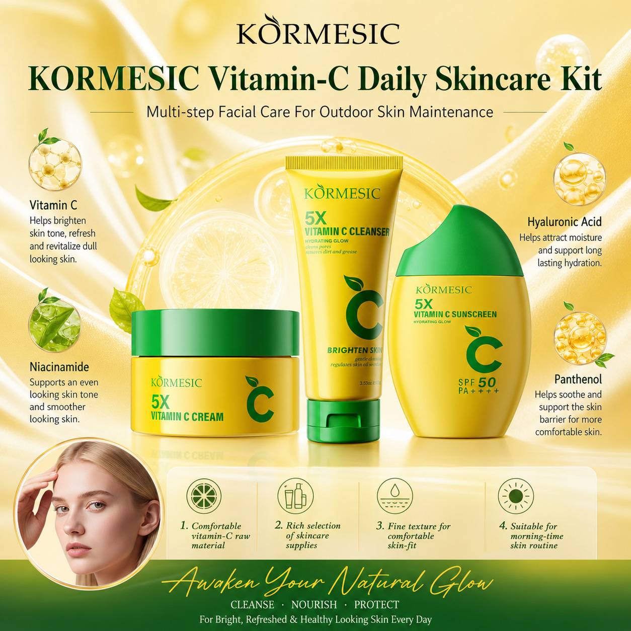 Cross-border foreign trade KORMESIC Vitamin C facial skincare Facial cleanser cream manufacturer wholesale