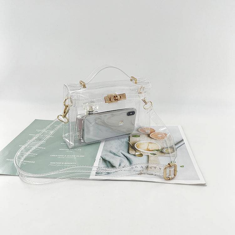 European and American Fashion Jelly Transparent Kelly Bag Classic Platinum Bag Portable Shoulder Crossbody Bag Cross-border Trendy Transparent Bag