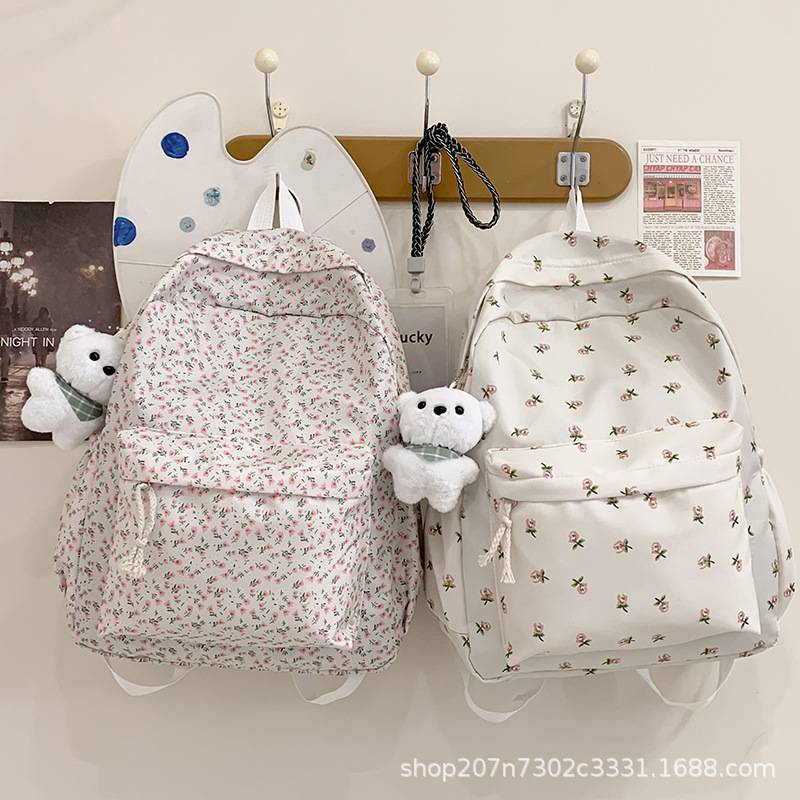 Cross-border Floral Backpack Women's Ins Style High-face Value Early Senior high school Student Schoolbag Small Fresh Leisure Travel Backpack