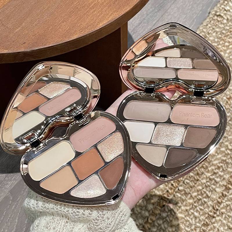 Phantom Bear Peach Heart Seven Color Eyeshadow Palette 7 Color Glitter Pearlescent Matte Maillard Eyeshadow Douyin Live 219
