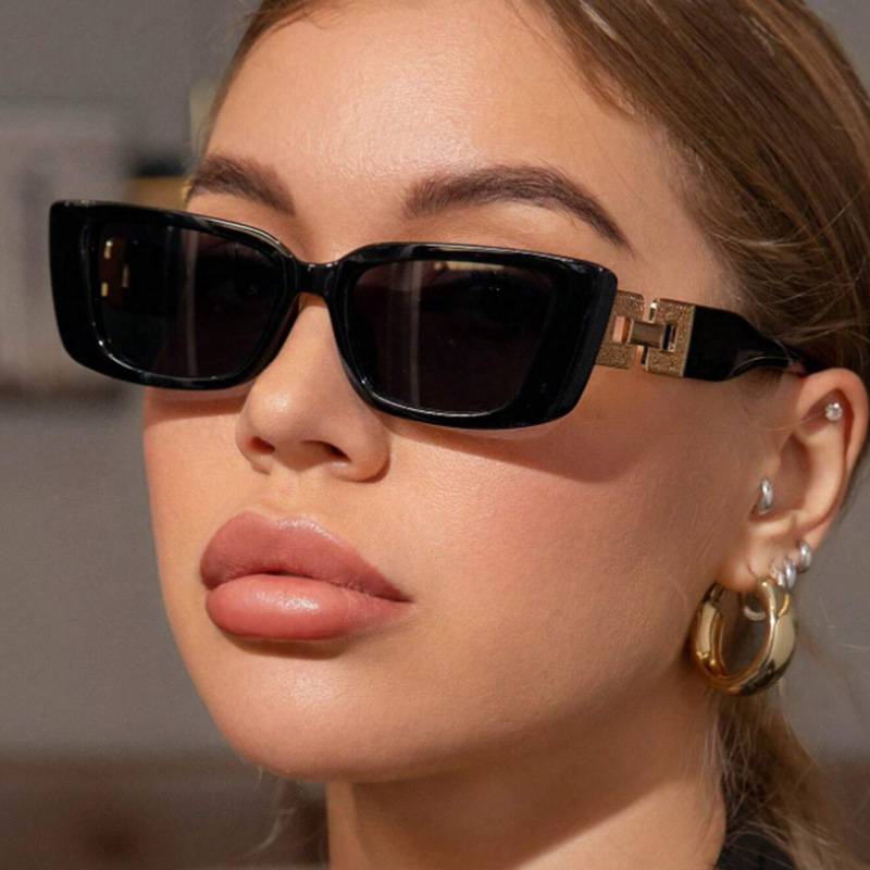 European and American Cross-border Street-style Hollow Drill Chain Box Sunglasses Fashion High-end Sense Trend UV-proof Sunglasses for Women