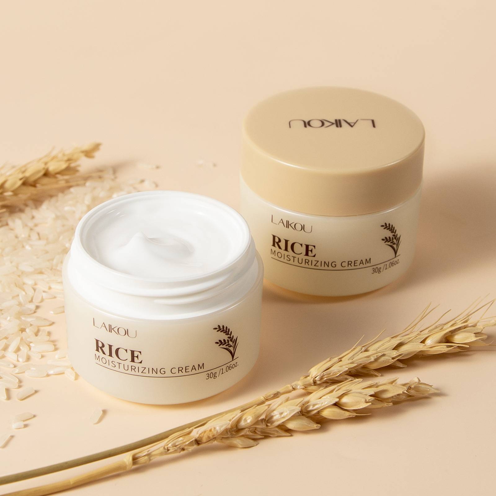 Cross-Border New Product Laiko Rice Cream 30g Moisturizing Cream Moisturizing Plant Extract Facial Skin Care Fda Cosmetics